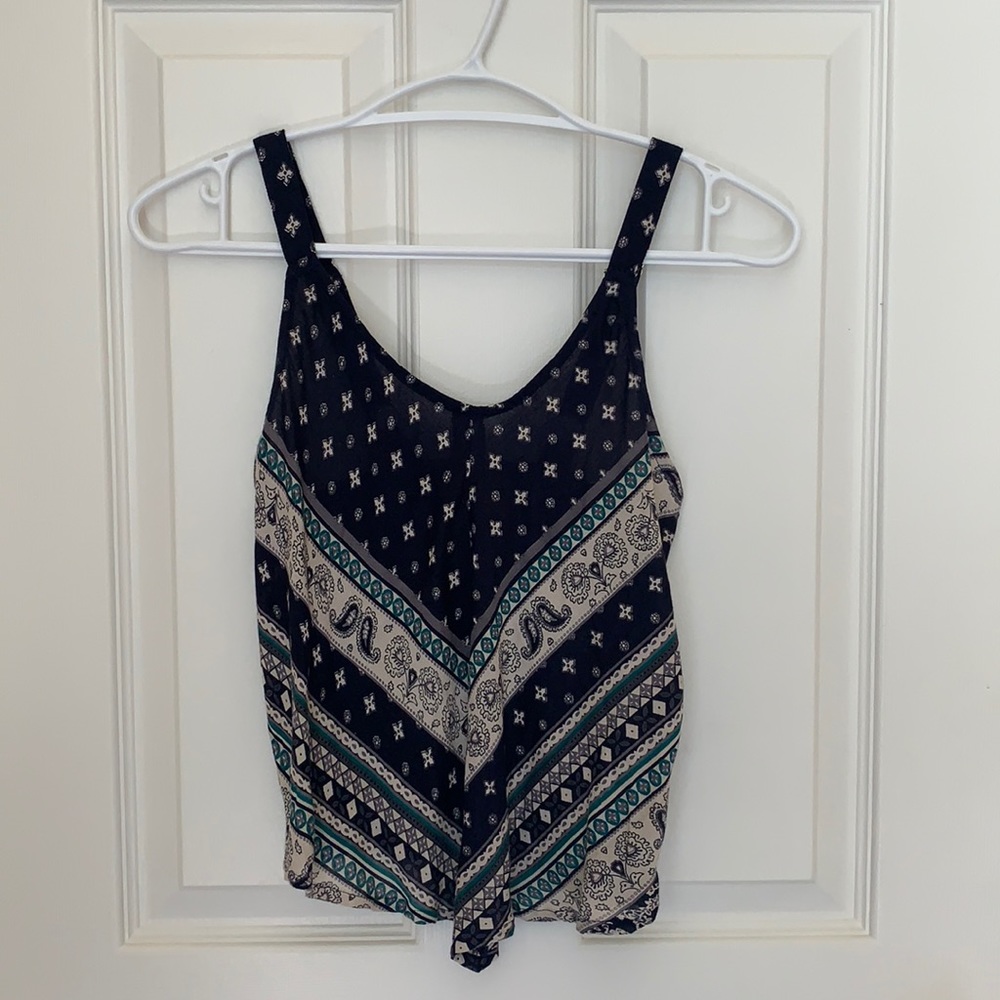Blue, flowy, bandana print tank